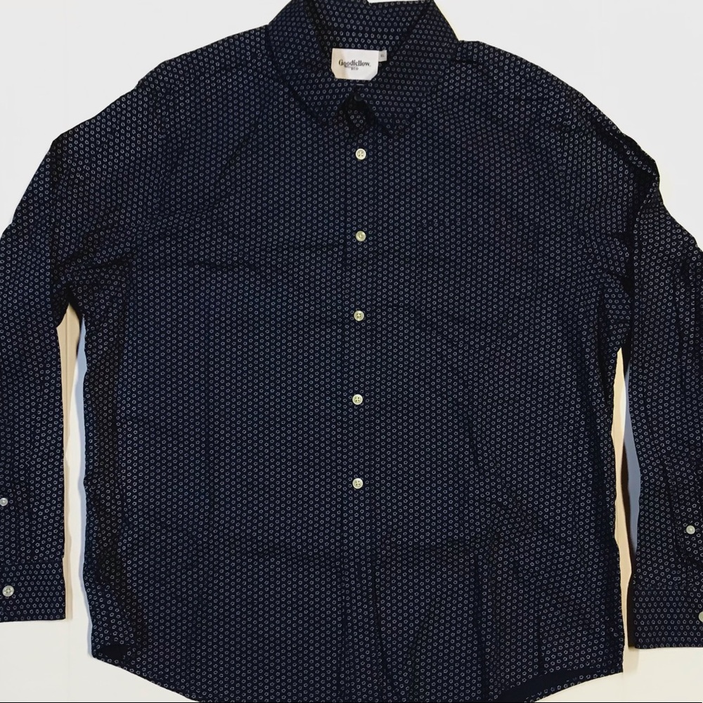 Goodfellow XL black / very dark Navy Long Sleeve Button Up Dress Shirt